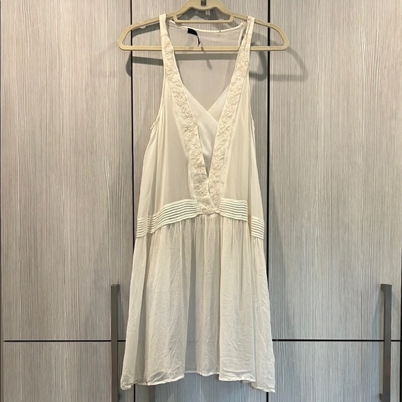 Zara | White Drop Waist Cottagecore Slip Dress | Ivory | Medium - Picture 2 of 13